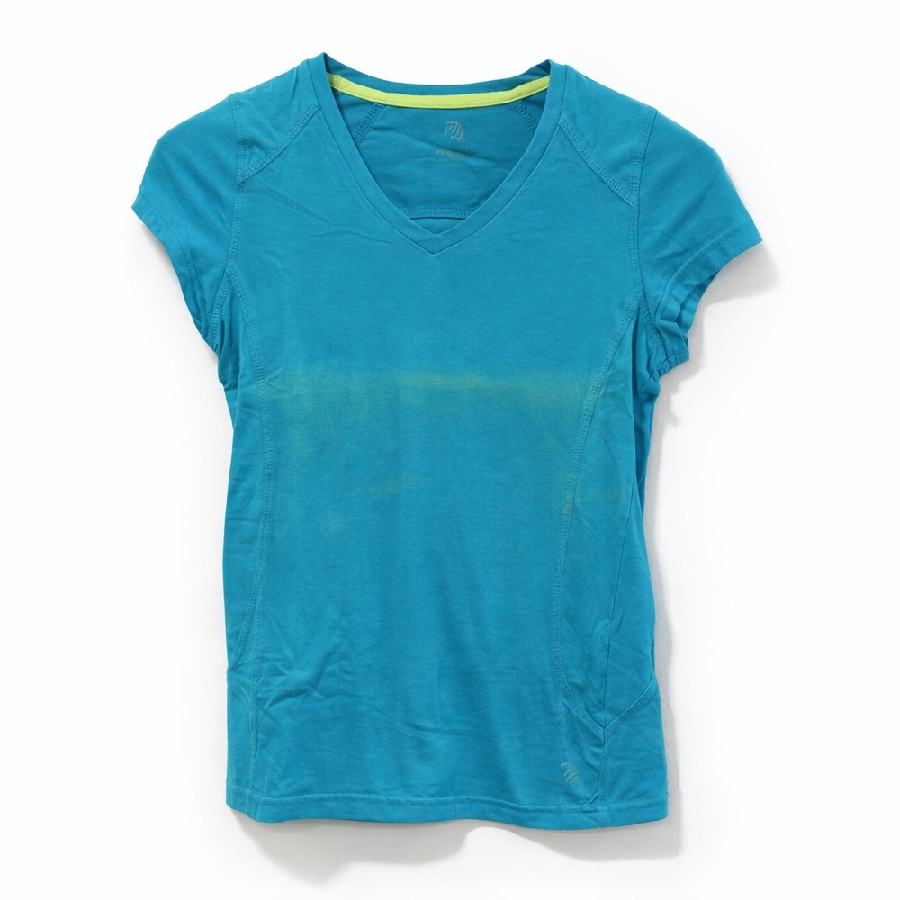 AS-IS MPG Women’s Blue V-Neck Athletic Tee - Small – Sun-Faded – Activewear Deal